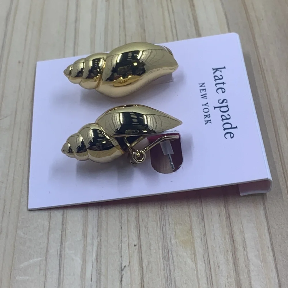 Kate Spade New York Under the Sea Gold Tulip Shell Stud Earrings